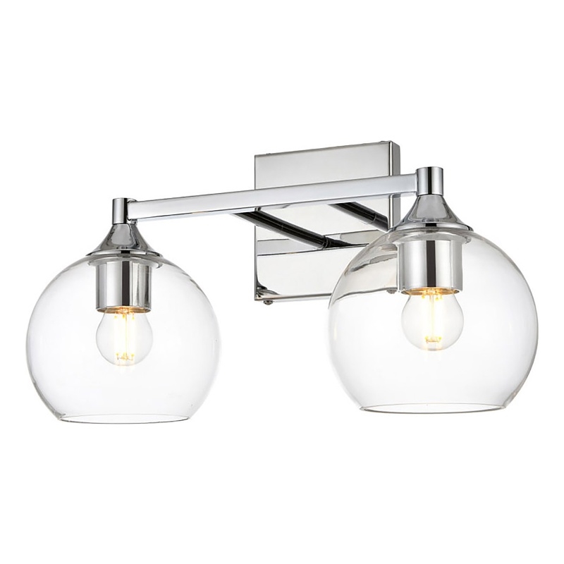 Living District Foster 2-Light Iron & Glass Bath Sconce in Chrome/Clear