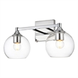 Living District Foster 2-Light Iron & Glass Bath Sconce in Chrome/Clear