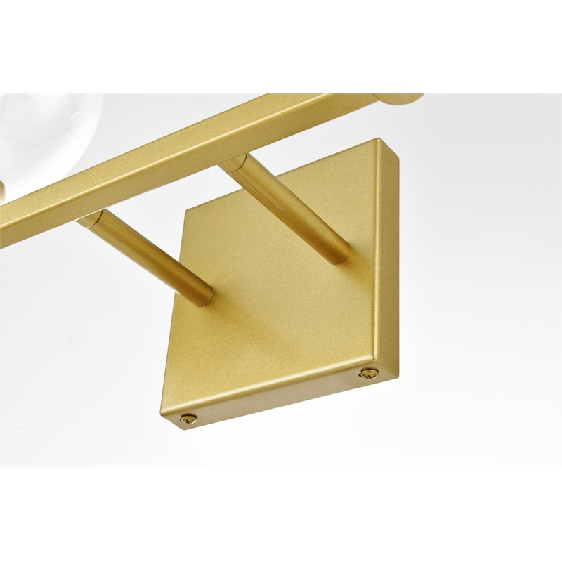 Living District Foster 2-Light Iron & Glass Bath Sconce in Brass/Clear