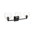 Living District Foster 3-Light Iron & Glass Bath Sconce in Black/Clear