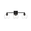 Living District Foster 3-Light Iron & Glass Bath Sconce in Black/Clear