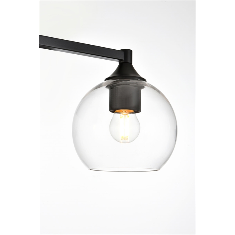 Living District Foster 3-Light Iron & Glass Bath Sconce in Black/Clear