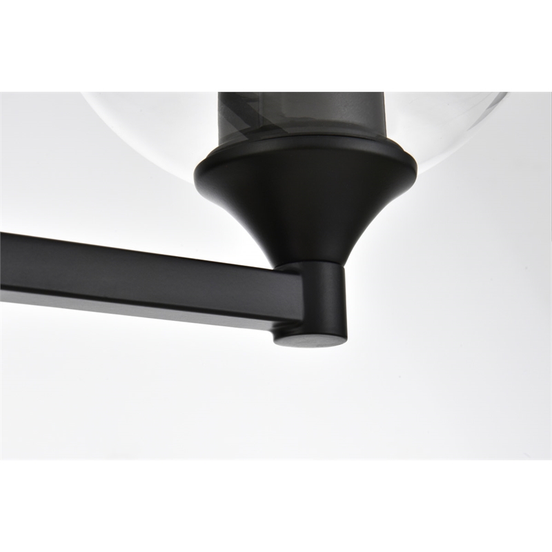 Living District Foster 3-Light Iron & Glass Bath Sconce in Black/Clear