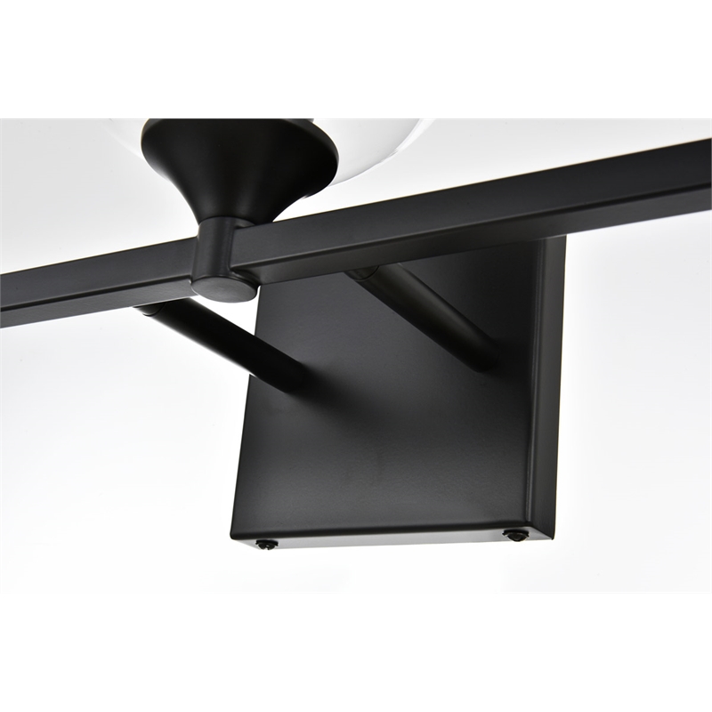 Living District Foster 3-Light Iron & Glass Bath Sconce in Black/Clear