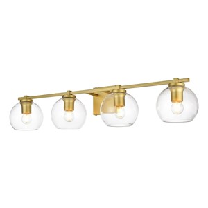 Living District Juelz 4-Light Iron & Glass Bath Sconce in Brass/Clear
