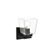 Living District Merrick 1-Light Iron & Glass Bath Sconce in Black/Clear