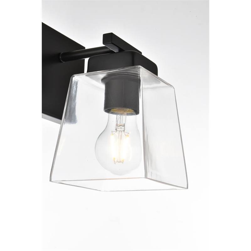 Living District Merrick 1-Light Iron & Glass Bath Sconce in Black/Clear
