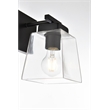 Living District Merrick 1-Light Iron & Glass Bath Sconce in Black/Clear