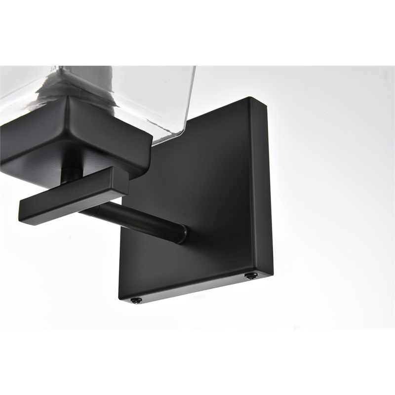 Living District Merrick 1-Light Iron & Glass Bath Sconce in Black/Clear