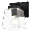 Living District Merrick 1-Light Iron & Glass Bath Sconce in Black/Clear