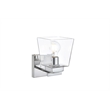 Living District Merrick 1-Light Iron & Glass Bath Sconce in Chrome/Clear