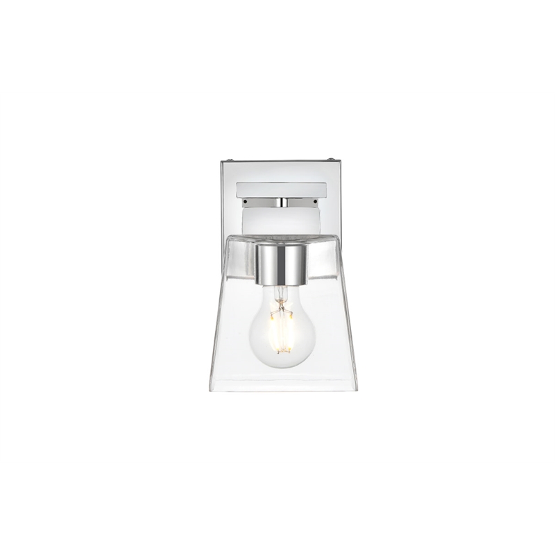 Living District Merrick 1-Light Iron & Glass Bath Sconce in Chrome/Clear