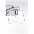 Living District Merrick 1-Light Iron & Glass Bath Sconce in Chrome/Clear