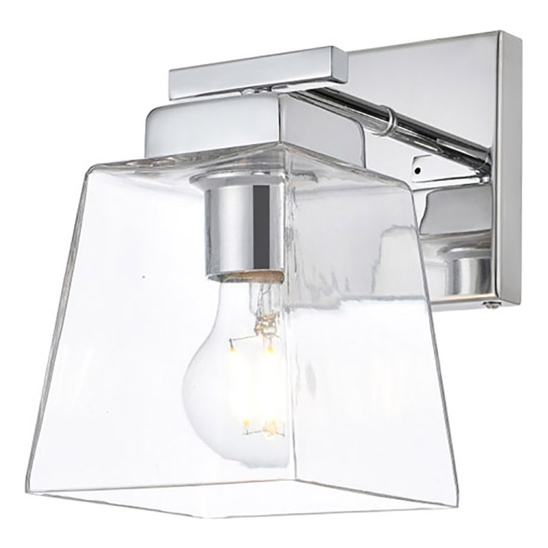 Living District Merrick 1-Light Iron & Glass Bath Sconce in Chrome/Clear