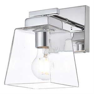 Living District Merrick 1-Light Iron & Glass Bath Sconce in Chrome/Clear