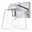 Living District Merrick 1-Light Iron & Glass Bath Sconce in Chrome/Clear