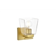 Living District Merrick 1-Light Iron & Glass Bath Sconce in Brass/Clear