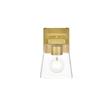 Living District Merrick 1-Light Iron & Glass Bath Sconce in Brass/Clear