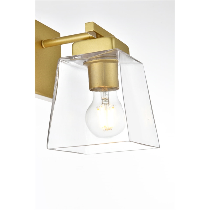 Living District Merrick 1-Light Iron & Glass Bath Sconce in Brass/Clear
