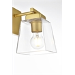 Living District Merrick 1-Light Iron & Glass Bath Sconce in Brass/Clear
