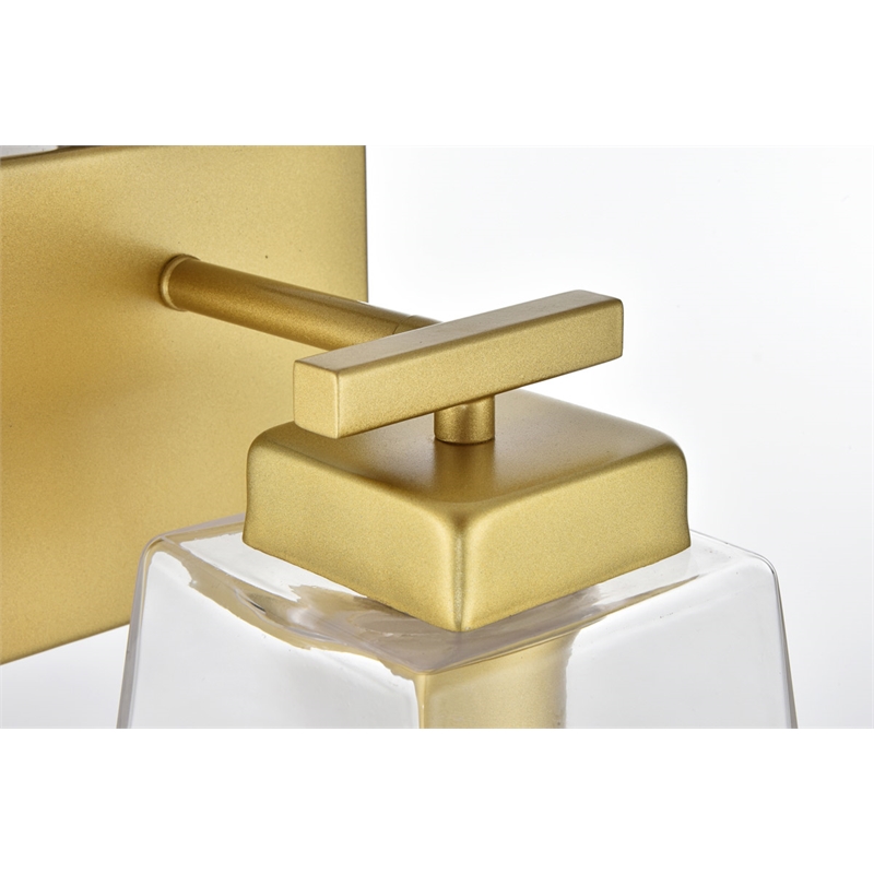 Living District Merrick 1-Light Iron & Glass Bath Sconce in Brass/Clear