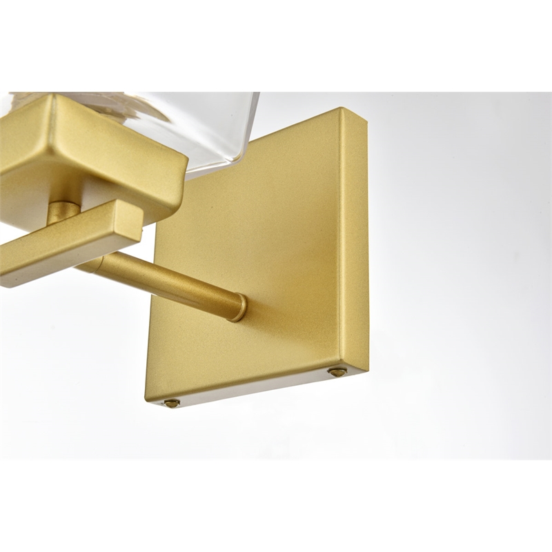 Living District Merrick 1-Light Iron & Glass Bath Sconce in Brass/Clear