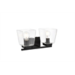 Living District Merrick 2-Light Iron & Glass Bath Sconce in Black/Clear