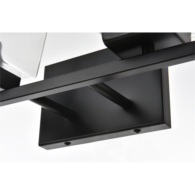 Living District Merrick 2-Light Iron & Glass Bath Sconce in Black/Clear