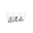 Living District Merrick 2-Light Iron & Glass Bath Sconce in Chrome/Clear