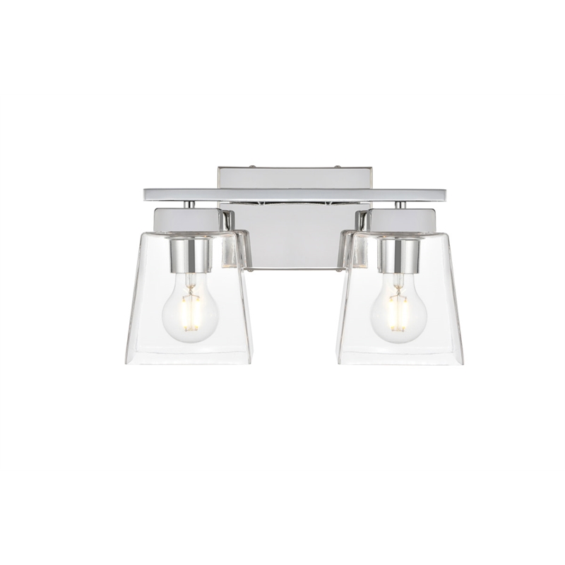 Living District Merrick 2-Light Iron & Glass Bath Sconce in Chrome/Clear