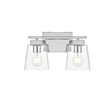 Living District Merrick 2-Light Iron & Glass Bath Sconce in Chrome/Clear