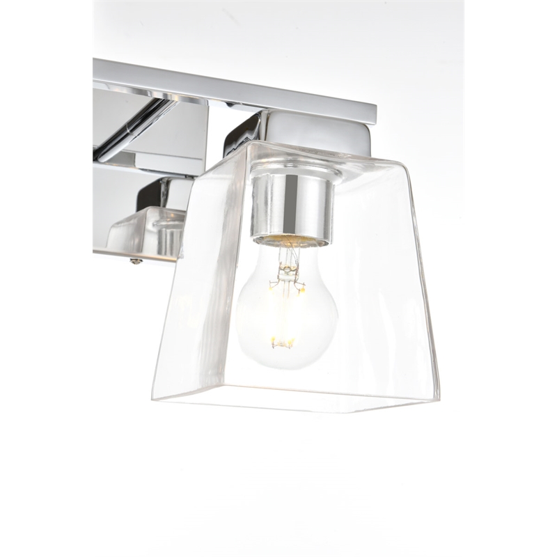 Living District Merrick 2-Light Iron & Glass Bath Sconce in Chrome/Clear