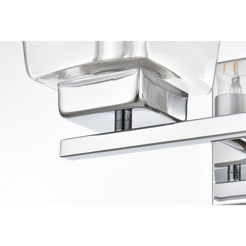 Living District Merrick 2-Light Iron & Glass Bath Sconce in Chrome/Clear