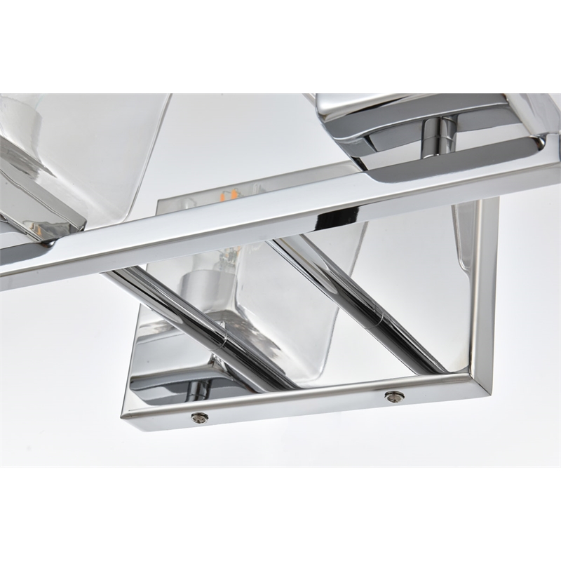 Living District Merrick 2-Light Iron & Glass Bath Sconce in Chrome/Clear