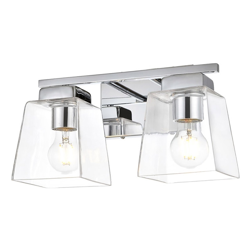 Living District Merrick 2-Light Iron & Glass Bath Sconce in Chrome/Clear