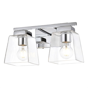 Living District Merrick 2-Light Iron & Glass Bath Sconce in Chrome/Clear