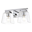 Living District Merrick 2-Light Iron & Glass Bath Sconce in Chrome/Clear