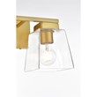 Living District Merrick 2-Light Iron & Glass Bath Sconce in Brass/Clear