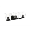 Living District Merrick 3-Light Iron & Glass Bath Sconce in Black/Clear