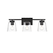 Living District Merrick 3-Light Iron & Glass Bath Sconce in Black/Clear