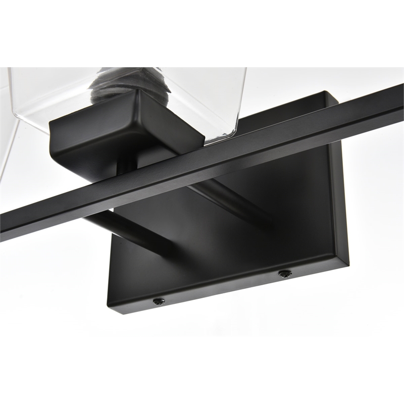 Living District Merrick 3-Light Iron & Glass Bath Sconce in Black/Clear