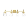 Living District Avani 4-Light Iron & Glass Bath Sconce in Brass and Clear