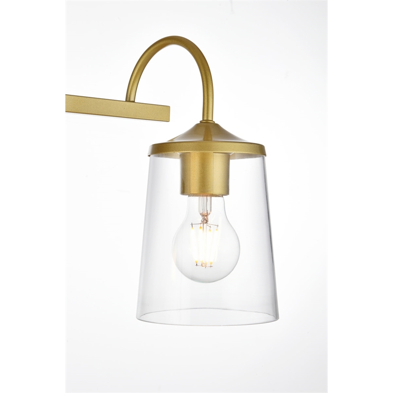 Living District Avani 4-Light Iron & Glass Bath Sconce in Brass and Clear