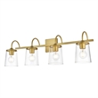 Living District Avani 4-Light Iron & Glass Bath Sconce in Brass and Clear