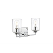 Living District Ronnie 2-Light Iron & Glass Bath Sconce in Chrome/Clear