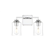 Living District Ronnie 2-Light Iron & Glass Bath Sconce in Chrome/Clear