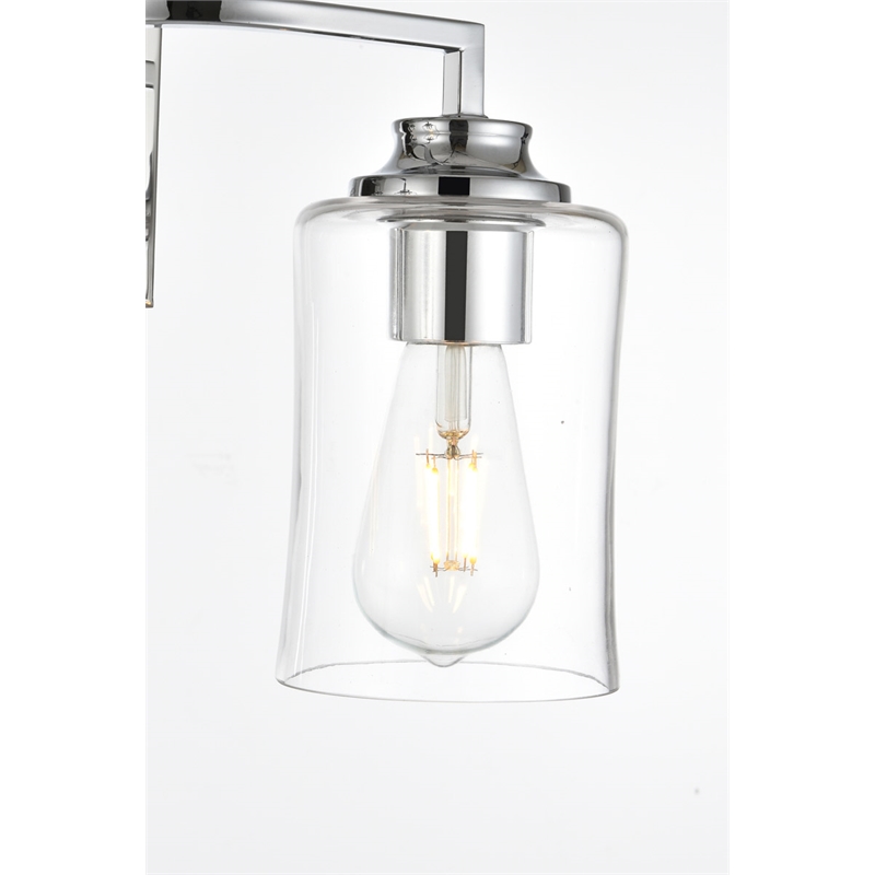 Living District Ronnie 2-Light Iron & Glass Bath Sconce in Chrome/Clear