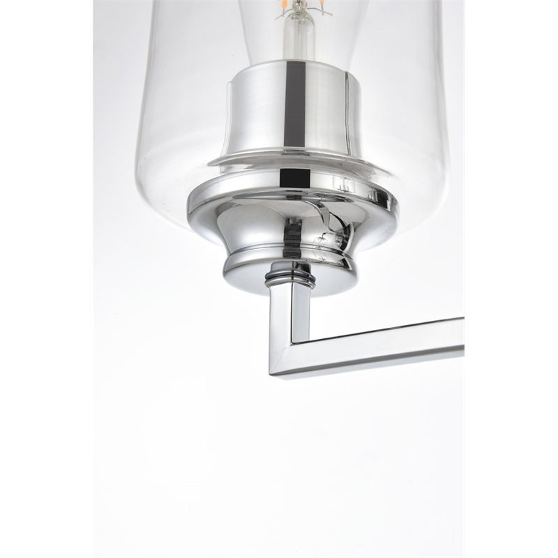 Living District Ronnie 2-Light Iron & Glass Bath Sconce in Chrome/Clear
