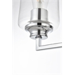 Living District Ronnie 2-Light Iron & Glass Bath Sconce in Chrome/Clear