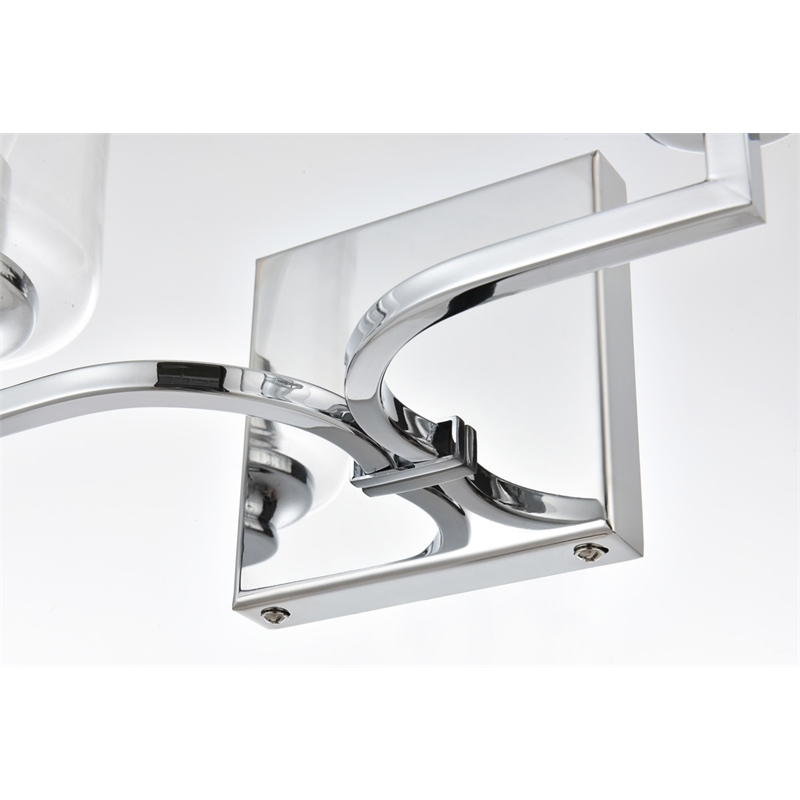 Living District Ronnie 2-Light Iron & Glass Bath Sconce in Chrome/Clear